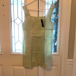 Lulu’s Happy Chance Sage Green Gingham Mini Dress, Brand New, Never Worn